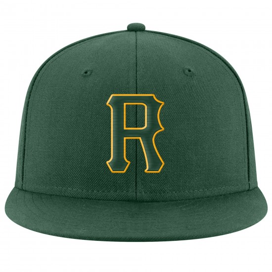 Custom Green Green-Gold Stitched Adjustable Snapback Hat