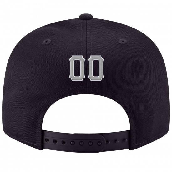 Custom Navy Gray-White Stitched Adjustable Snapback Hat