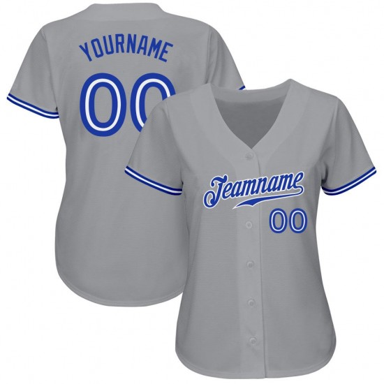 Custom Gray Royal-White Authentic Baseball Jersey