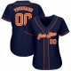 Custom Navy Orange-White Authentic Baseball Jersey