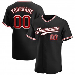 Custom Black Red-White Authentic Baseball Jersey