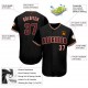 Custom Black Crimson-Khaki Baseball Jersey