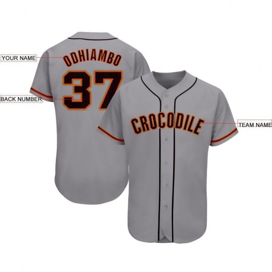 Custom Gray Black-Orange Baseball Jersey