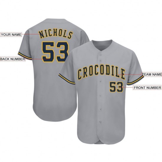 Custom Gray Navy-Gold Baseball Jersey