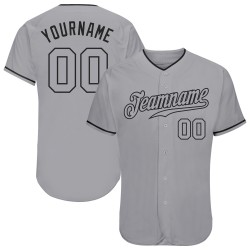 Custom Gray Gray-Black Authentic Baseball Jersey