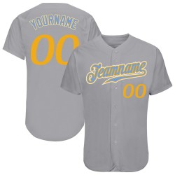 Custom Gray Gold-Light Blue Authentic Baseball Jersey