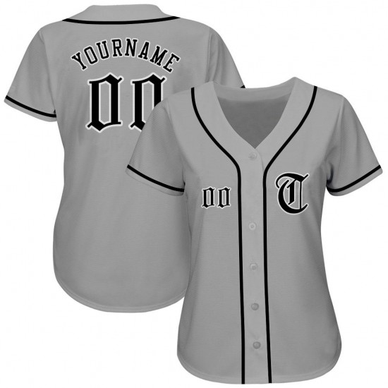 Custom Gray Black-White Authentic Baseball Jersey