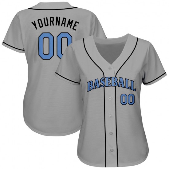 Custom Gray Light Blue-Black Authentic Father's Day Baseball Jersey