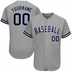 Custom Gray Navy-White Authentic Baseball Jersey