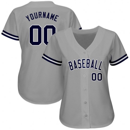 Custom Gray Navy-White Authentic Baseball Jersey