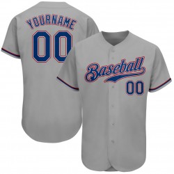 Custom Gray Royal-Red Authentic Baseball Jersey