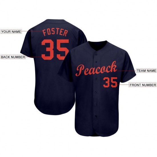 Custom Navy Orange Baseball Jersey