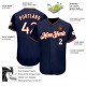 Custom Navy White-Orange Authentic Baseball Jersey