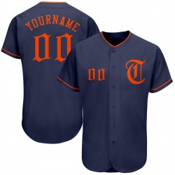 Custom Navy Orange Authentic Baseball Jersey