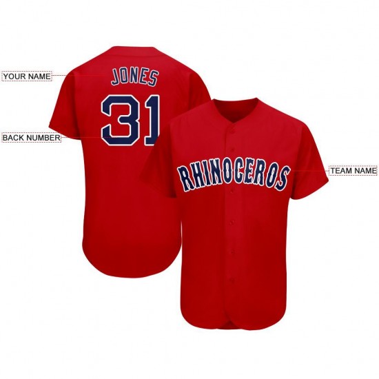 Custom Red Navy-White Baseball Jersey