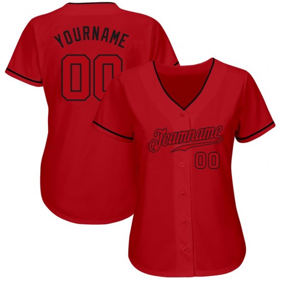 Custom Red Red-Black Authentic Baseball Jersey