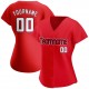 Custom Red White-Navy Authentic Baseball Jersey