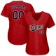 Custom Red Navy-Old Gold Authentic Baseball Jersey