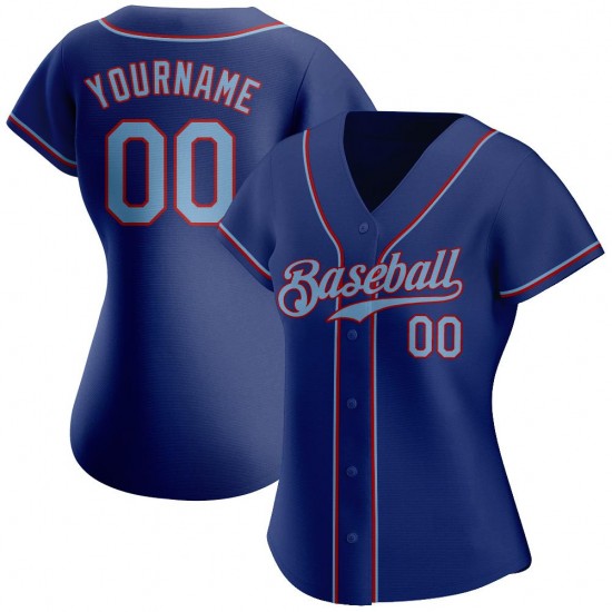 Custom Royal Light Blue-Red Authentic Baseball Jersey