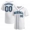 Custom White Navy-Aqua Authentic Baseball Jersey