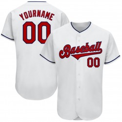 Custom White Red-Navy Authentic Baseball Jersey