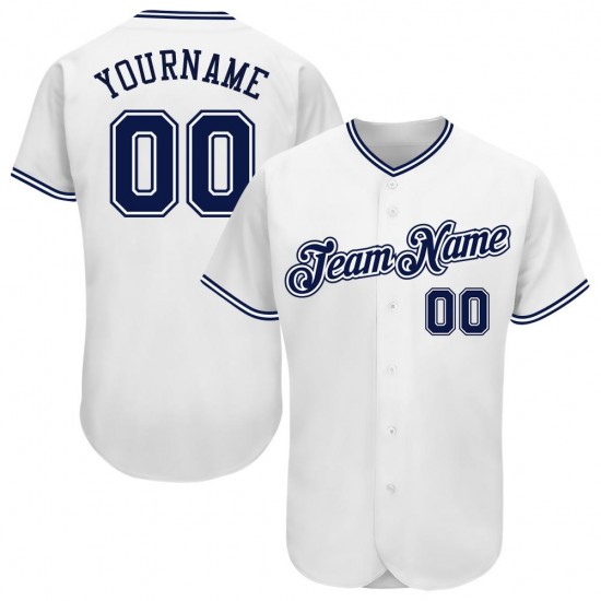 Custom White Navy Authentic Baseball Jersey