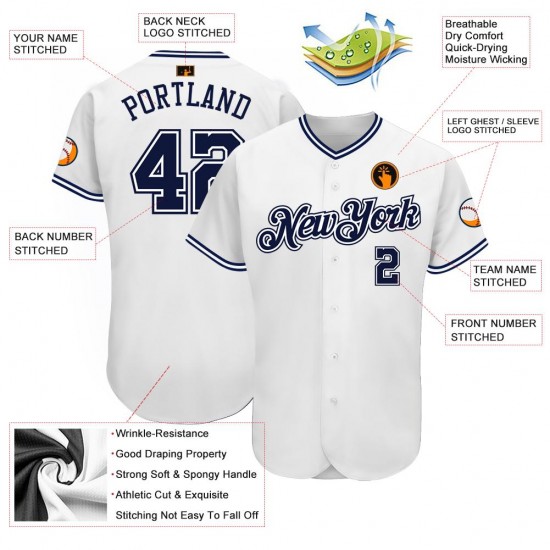 Custom White Navy Authentic Baseball Jersey