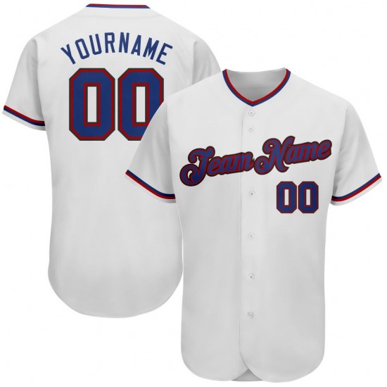 Custom White Royal-Red Authentic Baseball Jersey