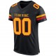 Custom Black Gold-Scarlet Mesh Authentic Football Jersey