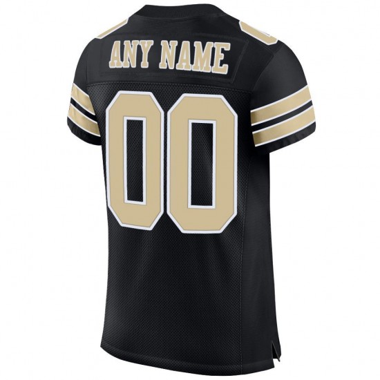 Custom Black Vegas Gold-White Mesh Authentic Football Jersey