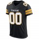 Custom Black White-Gold Mesh Authentic Football Jersey