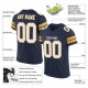 Custom Navy White-Gold Mesh Authentic Football Jersey