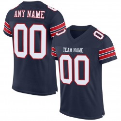 Custom Navy White-Red Mesh Authentic Football Jersey