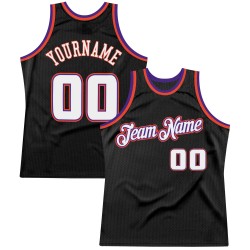 Custom Black White-Purple Authentic Throwback Basketball Jersey