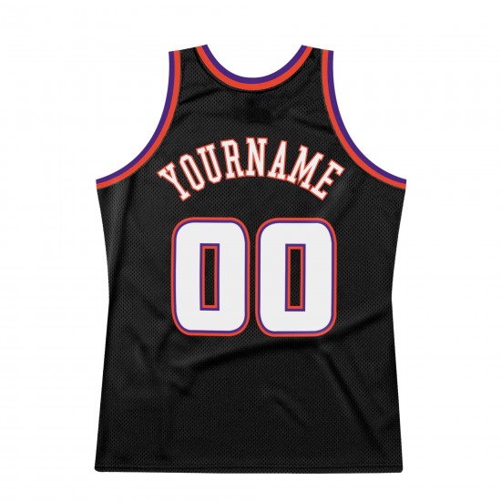 Custom Black White-Purple Authentic Throwback Basketball Jersey