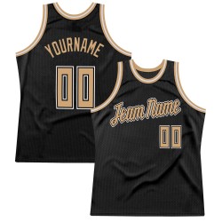 Custom Black Old Gold-White Authentic Throwback Basketball Jersey