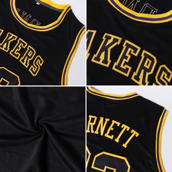 Custom Black Old Gold-White Authentic Throwback Basketball Jersey