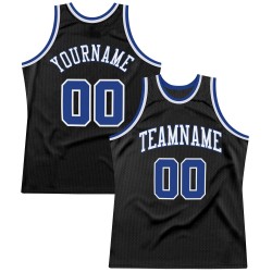 Custom Black Royal-White Authentic Throwback Basketball Jersey