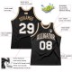 Custom Black White-Old Gold Authentic Throwback Basketball Jersey