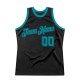 Custom Black Teal Authentic Throwback Basketball Jersey