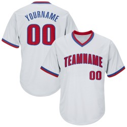 Custom White Red-Royal Authentic Throwback Rib-Knit Baseball Jersey Shirt