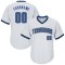 Custom White Blue-Black Authentic Throwback Rib-Knit Baseball Jersey Shirt