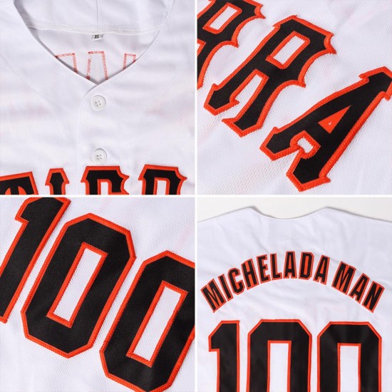 Custom White Orange-Black Authentic Throwback Rib-Knit Baseball Jersey Shirt