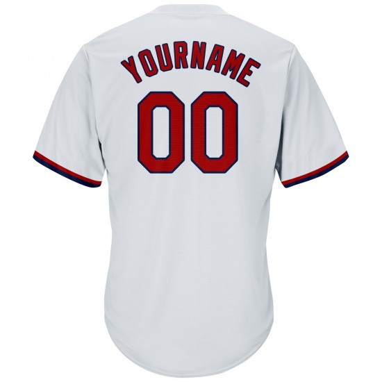 Custom White Red-Navy Authentic Throwback Rib-Knit Baseball Jersey Shirt