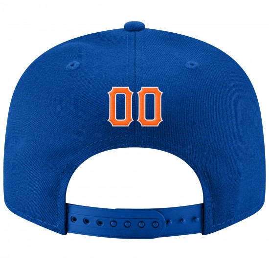 Custom Royal Orange-White Stitched Adjustable Snapback Hat