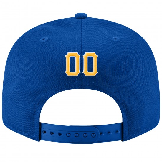 Custom Royal Gold-White Stitched Adjustable Snapback Hat