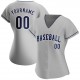 Custom Gray Navy-White Authentic Baseball Jersey