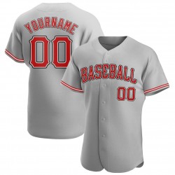 Custom Gray Red-Black Authentic Baseball Jersey