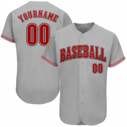 Custom Gray Red-Black Authentic Baseball Jersey