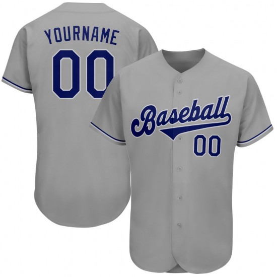 Custom Gray Royal-White Authentic Baseball Jersey